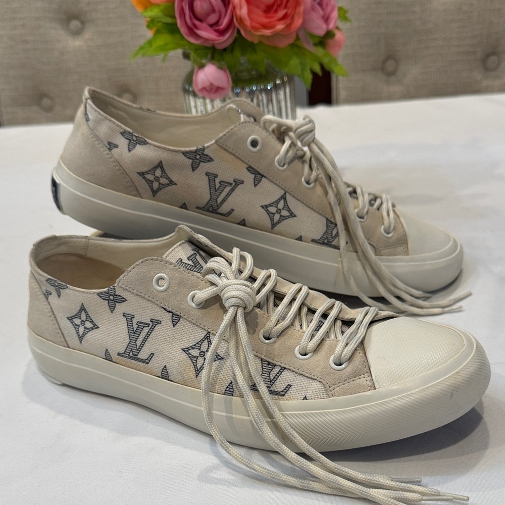 Louis Vuitton Beige Monogram Canvas Low-Top Sneakers